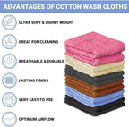 QUBA LINEN 100% Cotton Washcloth Set – Soft, Absorbent Face Towels - Image 2