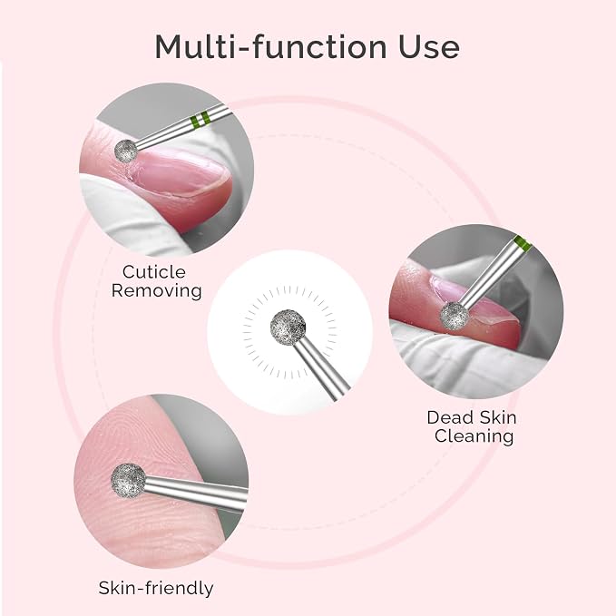 MelodySusie 4mm Ball Shape Cuticle Clean Nail Drill Bit 3/32'', Professional - Image 7