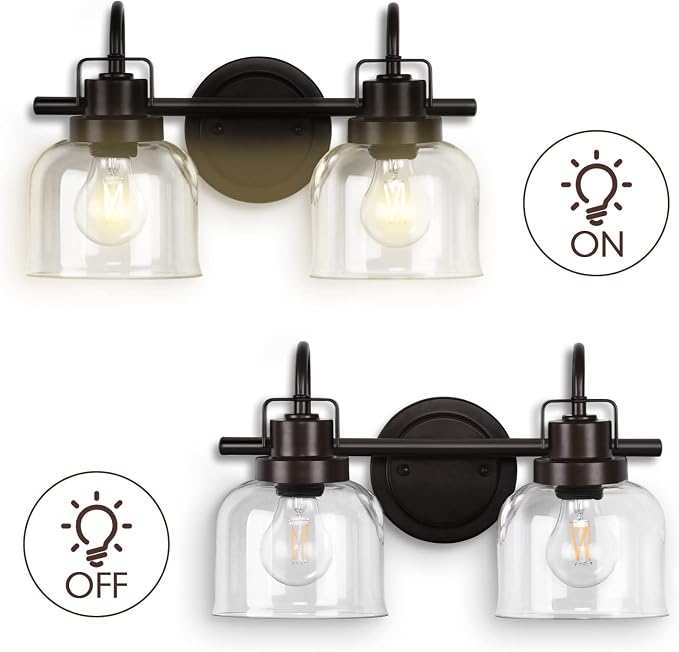 2 Lights Bathroom Vanity Light, Bronze Modern Wall Light Fixtures Over Mirror - Image 3