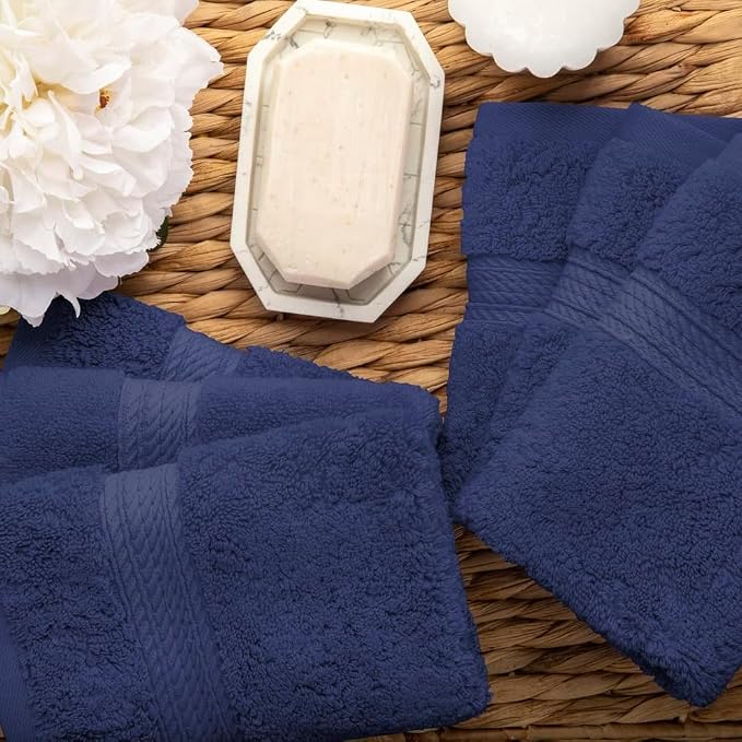 Superior Egyptian Cotton Pile Face Towel/Washcloth Set of 6, Ultra Soft Luxury - Image 8