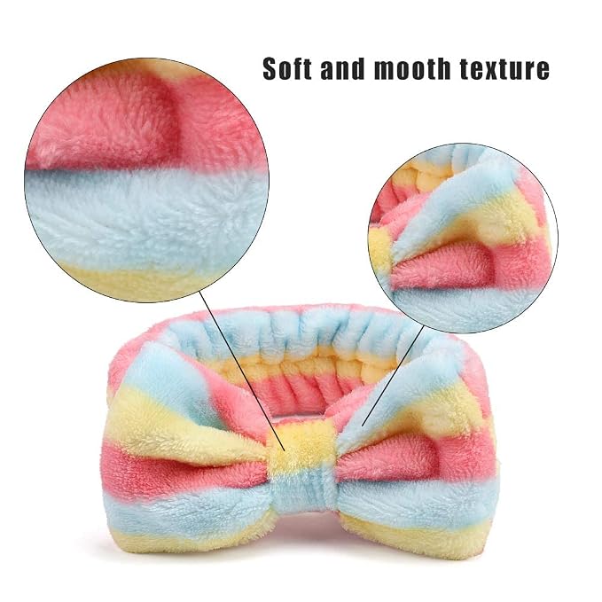 Casoty 6 Pcs Spa Soft Coral Fleece Bow-Style Headbands - Image 7