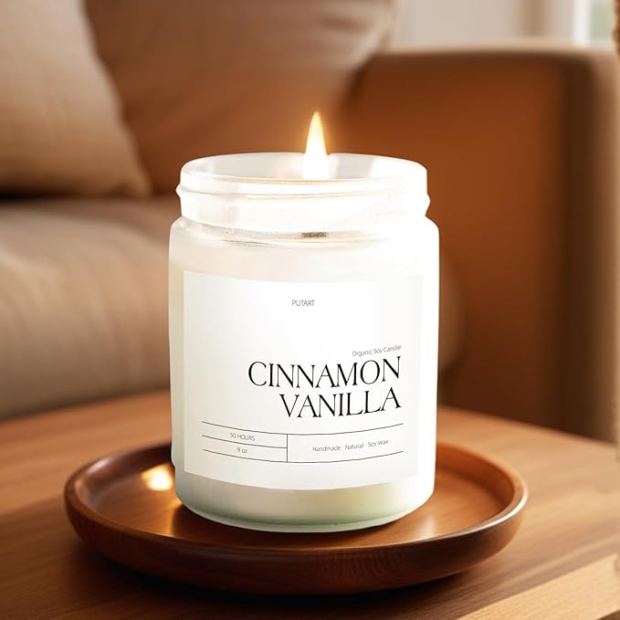 Cinnamon Vanilla Candles for Home Scented, Natural Soy Wax Aromatherapy Non - Image 5