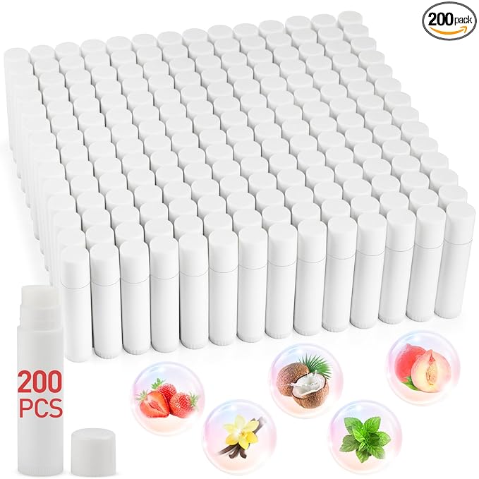 DMSKY Lip Balm Bulk Unlabeled 200 Pack, Natural Ingredients Vitamin E Shea by DMSKY