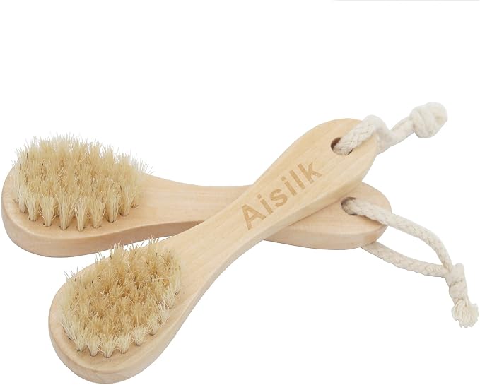 Wooden Facial Cleansing Brush Natural Bristles Wood Handle Wash Clean Exfoliate by Aisilk