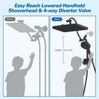 Hibbent cUPC Certified 13'' Shower Head Combo, High Pressure 5 Spray Rainfall - Image 5