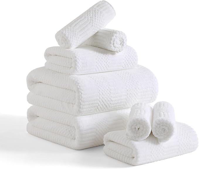 8 Piece Bath Towel Set-2 Oversized Bath Sheets, 2 Hand Towels, 4 by Ycosy