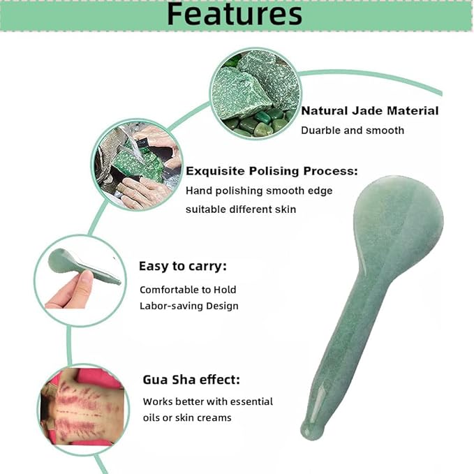 Jade Gua Sha Massage Tools Facial Tool Natural Green Gua Sha Anti Aging Facial - Image 6