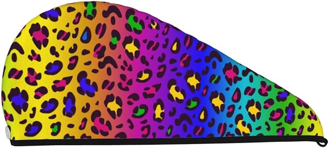 Rainbow Leopard Hair Towel Wrap Absorbent Hair Drying Towel Microfiber Hair - Image 2