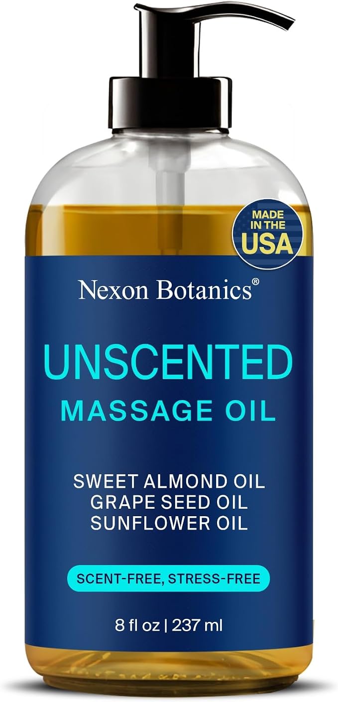 Unscented Massage Oil for Massage Therapy 8 fl oz by NexonBotanics