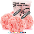 Loofah Sponge Bath Sponge for Women Men 4 Pack by WhaleLife