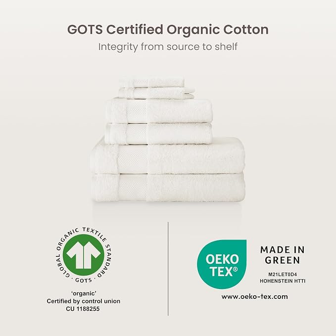 BIOWEAVES 100% Organic Cotton 700 GSM Plush 6-Piece Towel Set GOTS Certified - Image 8