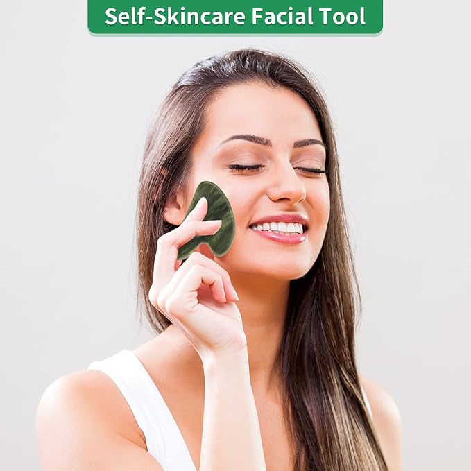 Gua Sha Facial Tools, Natural Jade Guasha Tool - Image 7