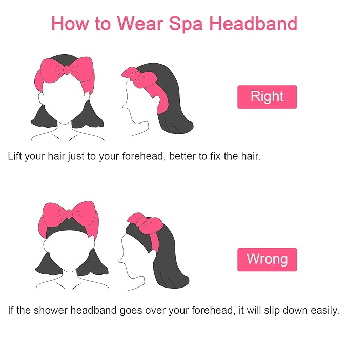 Ondder Spa Headband for Washing Face, Rose Red Terry Cloth - Image 6