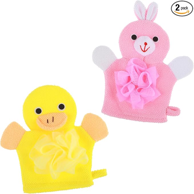 Bath Gloves Loofah for Kids, Cartoon Exfoliating Gloves, Cute Animal Washcloths by Unknown