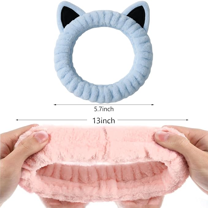 2 Pcs Cat Ears Headband, Cute Spa Headbands - Image 6