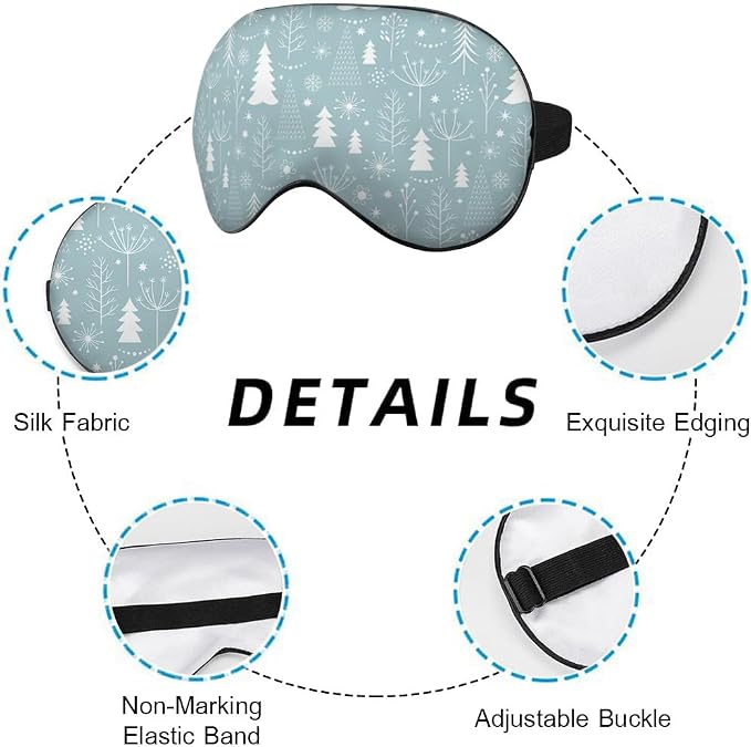 Pine Snowflakes Silk Eye Mask Sleep Mask Snow Winter Christmas Pattern Blue Eye - Image 3