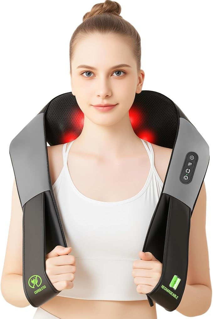 Cordless Shiatsu Neck and Shoulder Massager, Back Massager by AERLANG