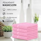 Avalon Towels Cotton Washcloths 24-Pack – 12 x 12 Inch Pink Super Soft & - Image 6