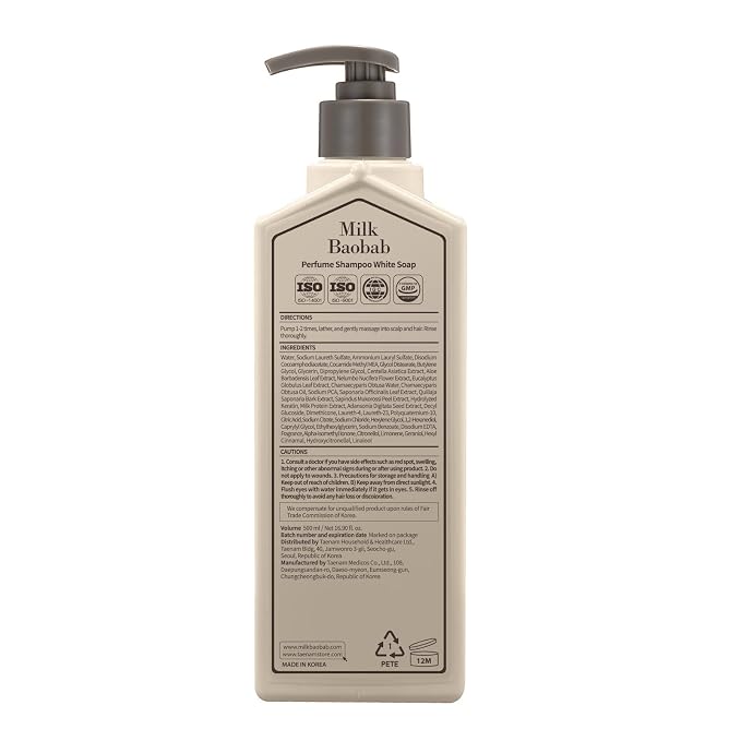 Milk Baobab Hydrating Shampoo, Nourishing Korean Hair Care, Long-Lasting White - Image 3