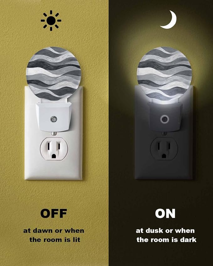 Night Lights Auto Sensor Grey Ocean Waves Night Light Abstract Mountain Stripes - Image 6