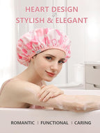 Years calm Shower Caps for Women Reusable Waterproof, Double Layer Waterproof - Image 5
