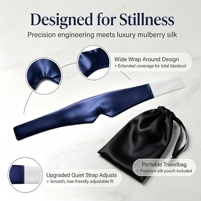 Silk Sleep Mask for Side Sleepers, 100% 22 Momme Mulberry Silk, Full Coverage - Image 6