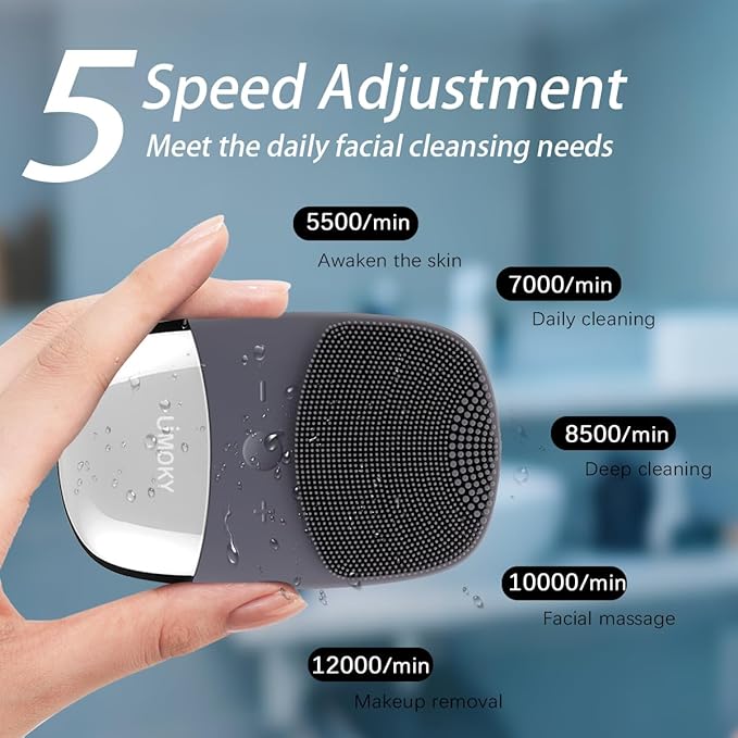 Facial Cleansing Brush, 3-in-1 Electric Silicone Face Scrubber, Vibrating - Image 4