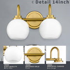 AKEZON Bathroom Light Fixtures 2-Light Brushed Gold Vanity Light, Modern - Image 7