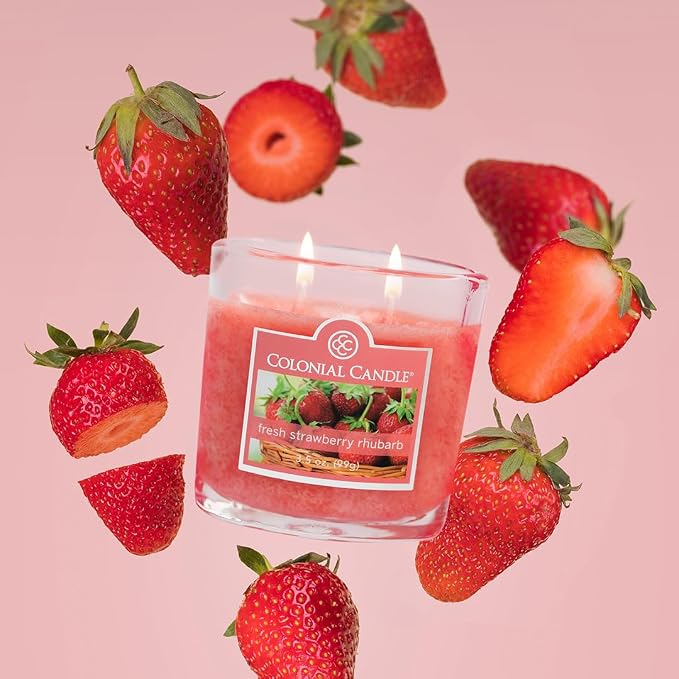 Colonial Candle Fresh Strawberry Rhubarb Scented Jar Candle, 2 Wick, 3.5 oz - Image 7