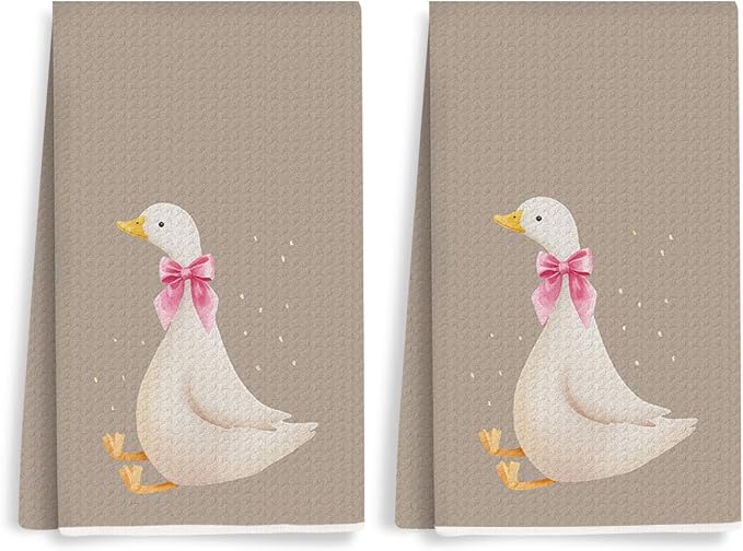 2PCS Cute Goose Gifts Kitchen Towels, Goose Decorative Waffle Weave Dish Tea by Unknown