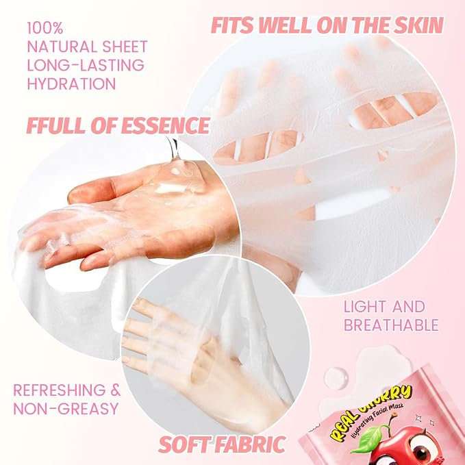 Kaely 6 Pack Fruit Face Masks for Kids, Kids Face Mask Spa Day Kit Supplies - Image 4