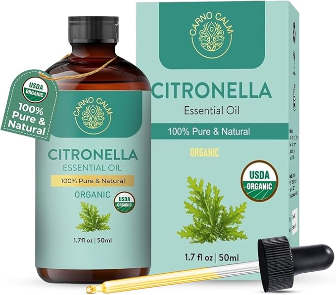 Organic Citronella Essential Oil 50 Ml | USDA Certified Organic Citronella Oil | by CarnoCalm