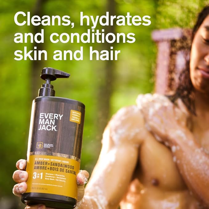Every Man Jack Amber + Sandalwood Hydrating Mens 3-in-1 All Over Wash - Image 4