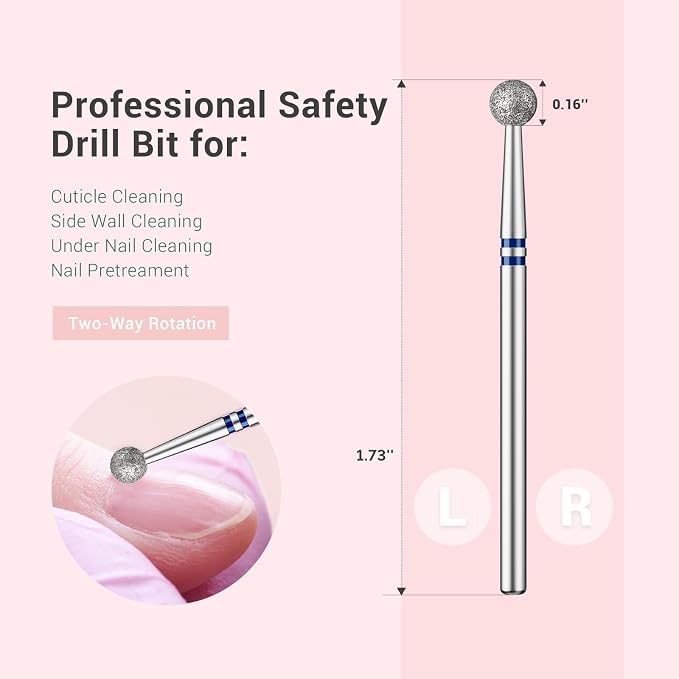 MelodySusie 4mm Ball Shape Cuticle Clean Nail Drill Bit 3/32'', Professional - Image 5