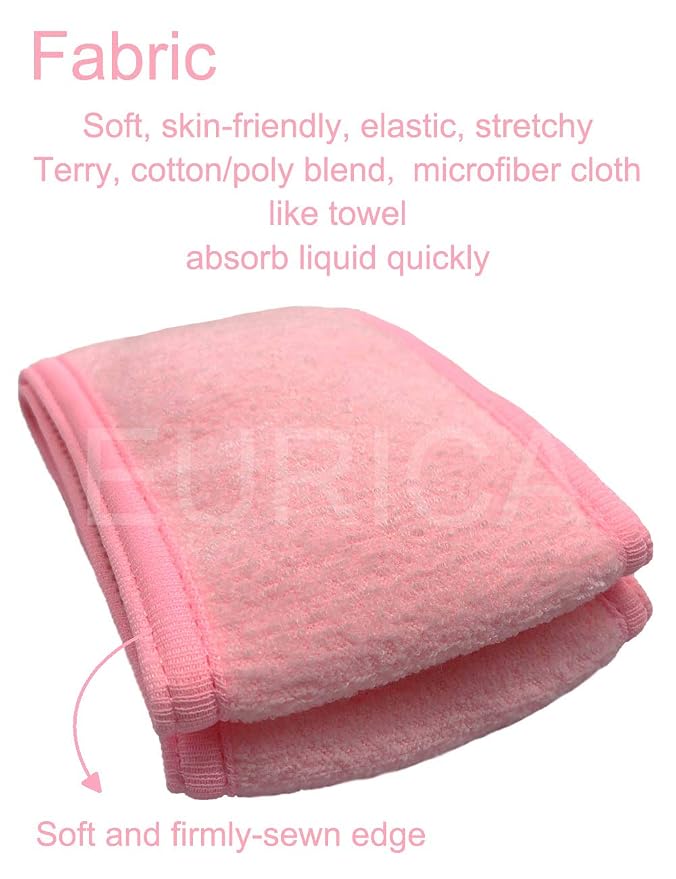 EUICAE Spa Headband Pack of 6 All Pink Sweat Head Towels - Image 2