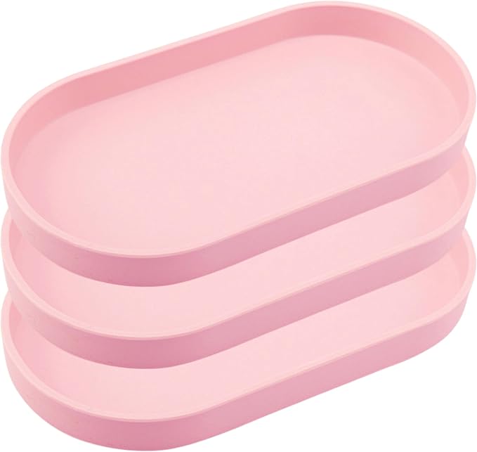 Pink Small Tray, 3 Pack Oval Tray by VCREATC-VCREATEFORCUSTOMER