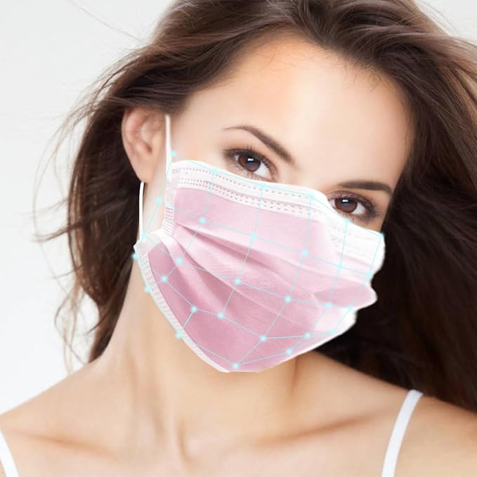 100Pcs Pink Disposable Face Mask, 3 Ply Masks - Image 4