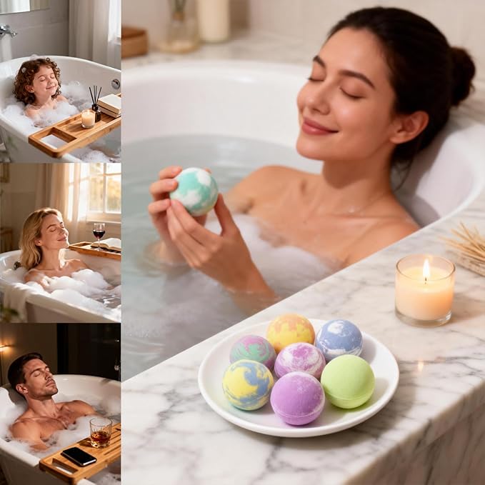 Bath Bomb Gift Set for Women, 8 Pac Bath Bombs for Girls, Natural Bubble - Image 4