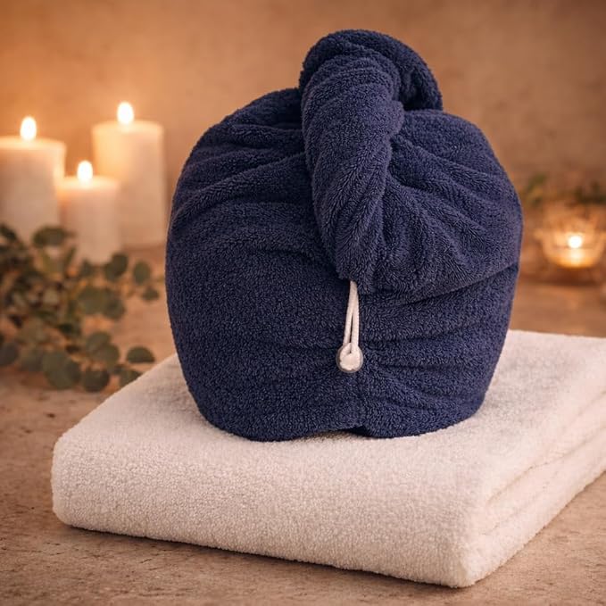 100% Turkish Cotton Hair Towel Wrap 2 Pack – Oeko-TEX Certified Quick Dry Turban - Image 5
