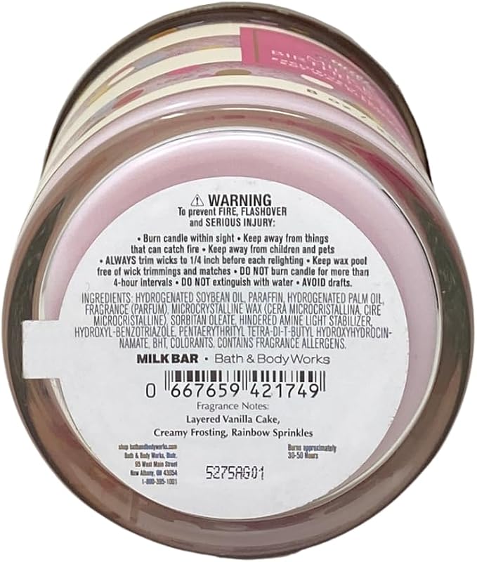 Bath & Body Works Milk Bar Birthday Cake 2 Single Wick Scented Candles - Image 3
