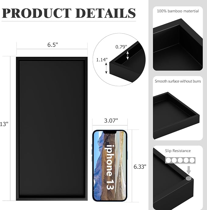 ZHWS Black Bathroom Vanity Tray - Image 4