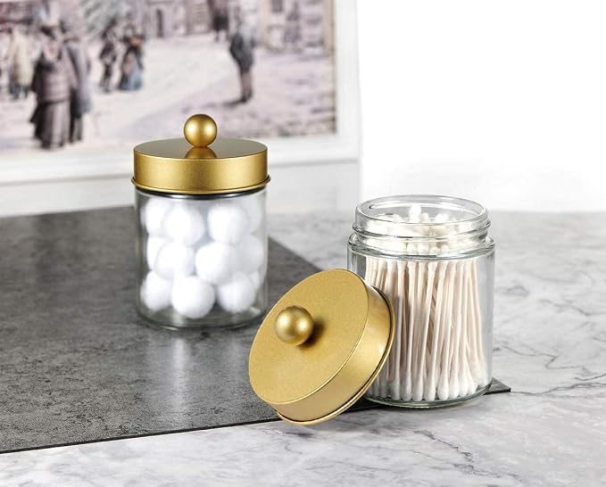 Amolliar 6Pc Apothecary Jars Bathroom Vanity Organizer- Rustic Farmhouse Decor - Image 4