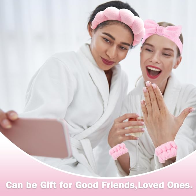 Zkptops 6Pcs Spa Headband for Washing Face Wristbands Set Women Bubble Makeup - Image 2