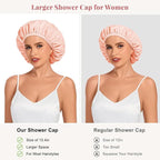 Shower Cap for Women Waterproof Reusable, Large Shower Cap Non-Slip - Image 3