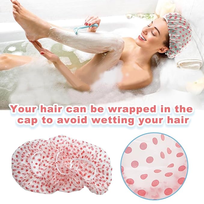 18Pcs Plastic Shower Caps for Women Waterproof Bath Caps Bathing Hair Cap - Image 5