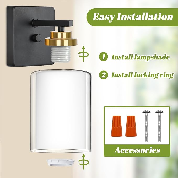 Set of 2 Wall Sconces for Bathroom, Modern Vanity Light Fixtures, Farmhouse - Image 5