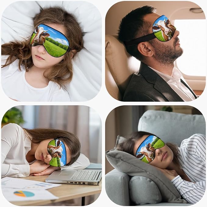 Cows Sleep Mask Eye Mask Fresh Grass Blue Sky White Clouds Sleep Mask Light - Image 5