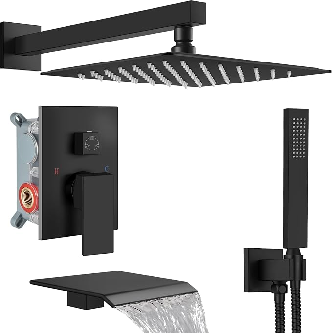 Midanya Shower System with Tub Spout, Bathtub Shower Faucet Set with Square by Midanya