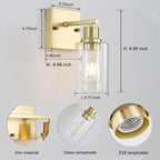 1-Lights Gold Bathroom Light Fixture, Brushed Brass Vanity Light - Image 2
