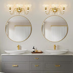 Vintage Bathroom Vanity Light, 3-Light Brushed Gold Finish Wall Sconce - Image 2